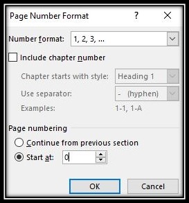Start page numbering at 0
