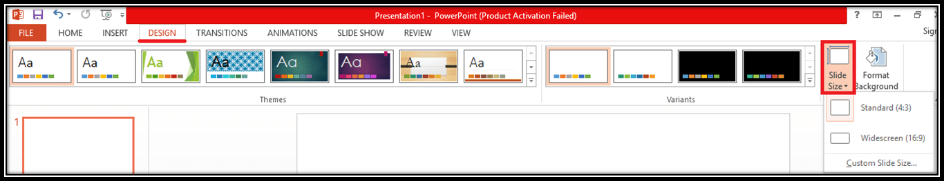 Choosing aspect ratio powerpoint