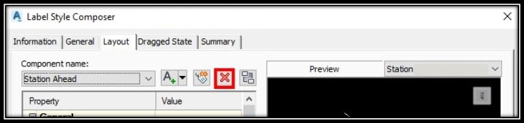 Delete text from labels layout