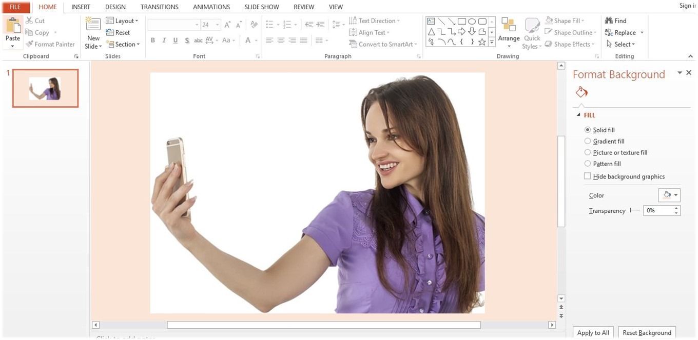Image with single color background