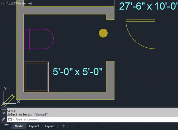 scale using reference point in autocad