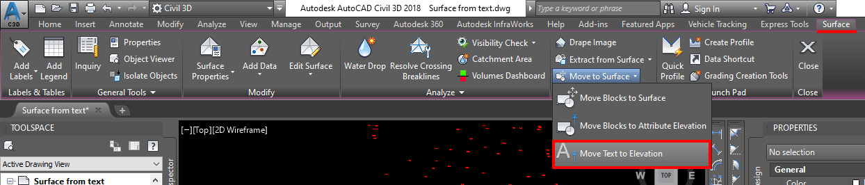 how to Move Text to Elevation