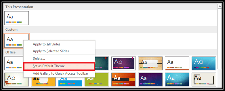 Set as default Theme for PowerPoint