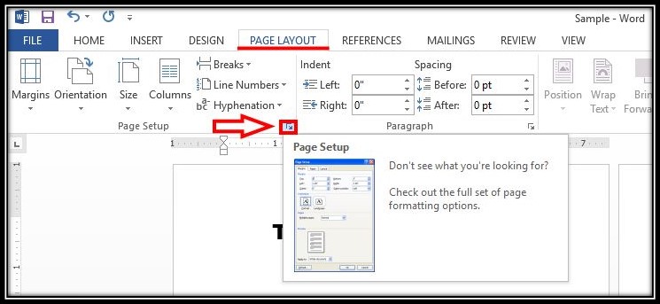Select page setup