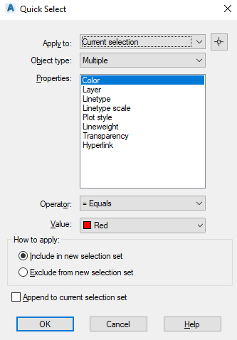 Quick select text by Color in AutoCAD