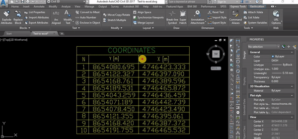 Convert text object to excel