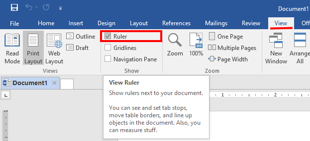 word for mac 2011 change ruler