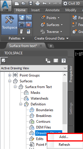 How to add text to Surface in Civil 3D