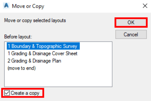 make a copy f layout in autocad