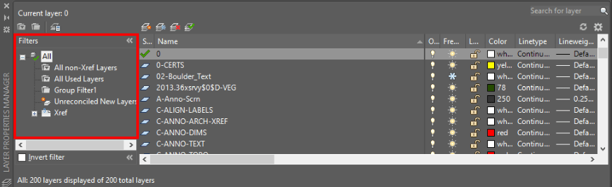 Layer Filters in AutoCAD