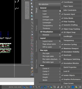Status bar options in autocad