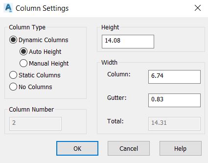 Mtext Column Settings in AutoCAD