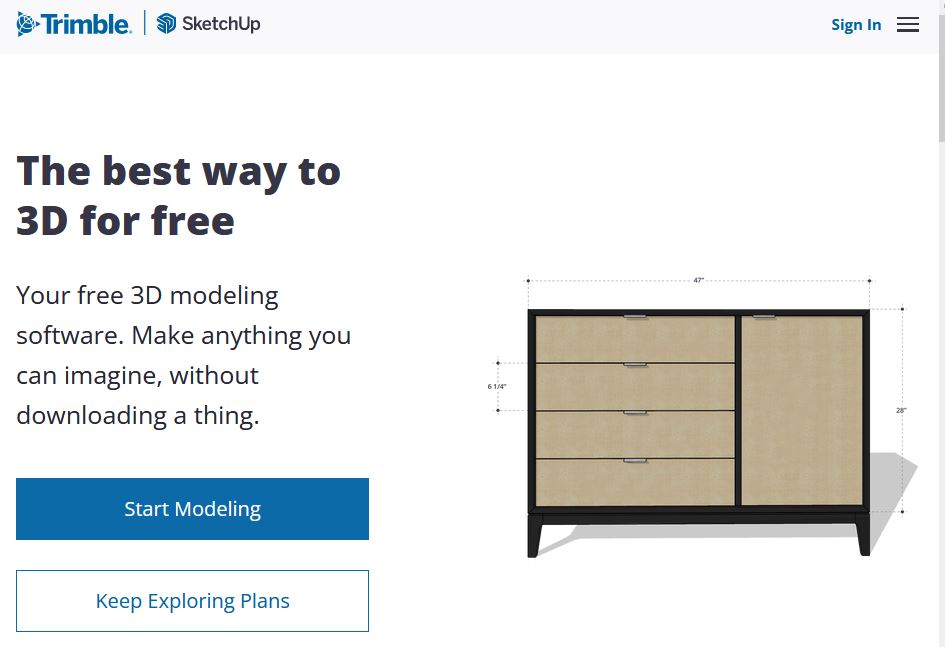 Sketch up free 3d modeling tool